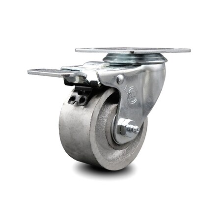 Service Caster 3 Inch Semi Steel Wheel Swivel Top Plate Caster with Total Lock Brake SCC SCC-TTL20S314-SSS